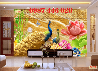 Gạch tranh 3d chim công ngọc bích HP8722