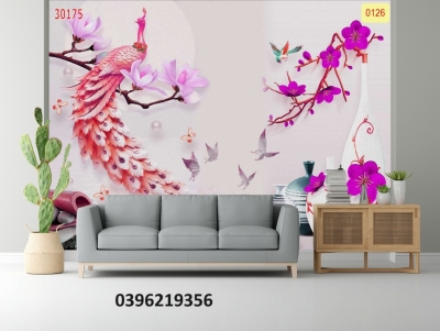 Gạch tranh 3D hình công phượng trang trí