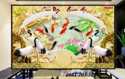 Tranh gạch 3D cá chép ốp tường