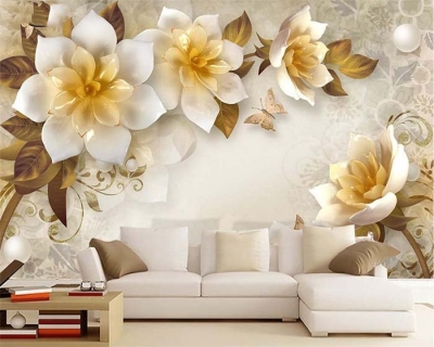 Gạch tường 3d trang trí hoa lan sang trọng