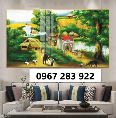Tranh gạch 3D đẹp cảnh làng quê