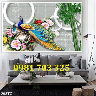 Tranh gạch men 3D chim công