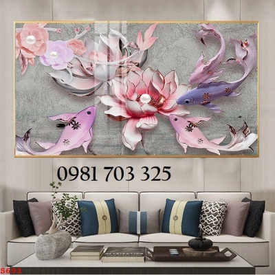 Tranh gạch cá chép 3D trang trí