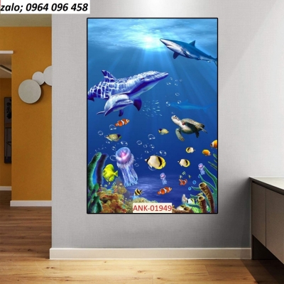 Tranh gạch 3d cá heo phong cảnh biển - CNB433