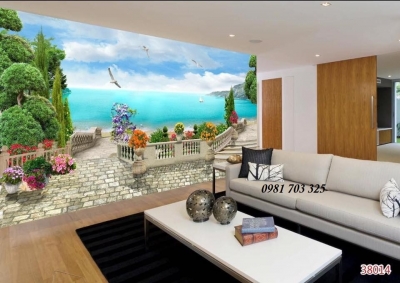 Tranh gạch men 3D phong cảnh phòng khách