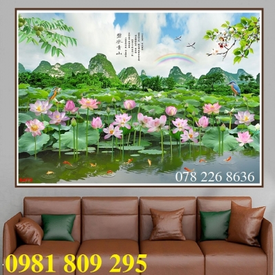 Tranh hoa sen ốp tường - gạch 3d
