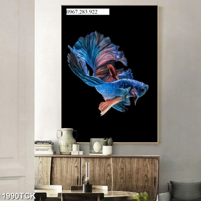 Gạch tranh 3D trang trí cá và hoa