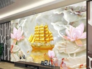 Gạch tranh 3d phong thủy phòng khách - LFD43