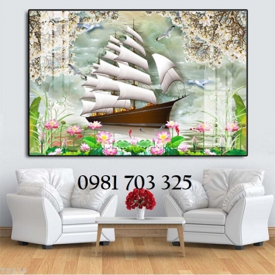 Tranh gạch 3D thuyền buồm đẹp