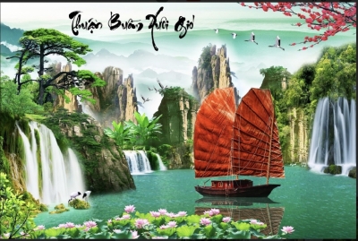 Mẫu tranh gạch 3d thuyền buồm - 875SN
