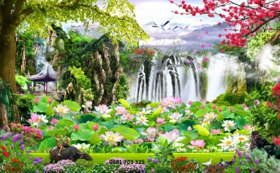 Gạch tranh 3D- tranh vườn hoa