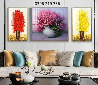 Tranh trang trí phòng khách-Tranh bình hoa