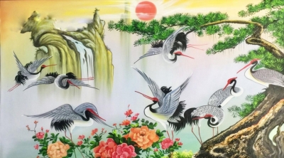 Tranh gạch 3d ốp tường tùng hạc - B655