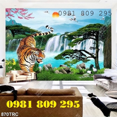 Gạch tranh con hổ - tranh gạch phong thủy phòng khách JHP087