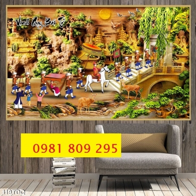 Tranh gạch vinh quy bái tổ JP6566