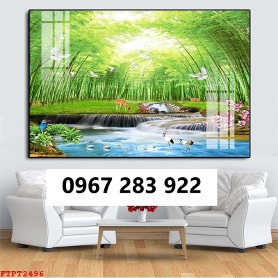 Gạch tranh trang trí tường cảnh thác nước