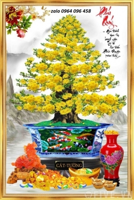 Tranh 3d cây mai - tranh gạch 3d cây mai - 086VC