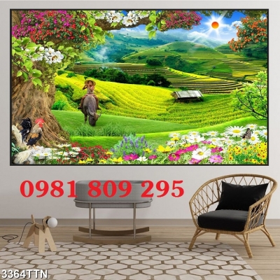 tranh 3d phong cảnh - tranh gạch 3d phong cảnh đồng quê HGF65