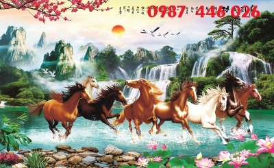 Tranh ngựa- gạch tranh mã đáo thành công HP0832