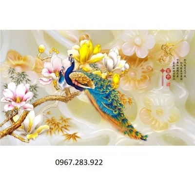 Tranh 3D- Tranh gạch chim công