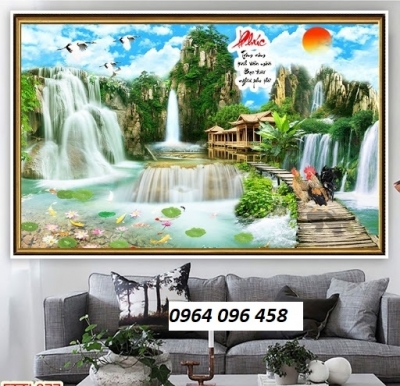 Tranh gạch men 3d phong thủy phòng khách - XBMM05