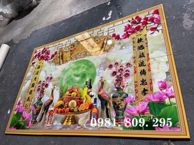 Gạch tranh phòng thờ 3d , tranh gạch hoa sen