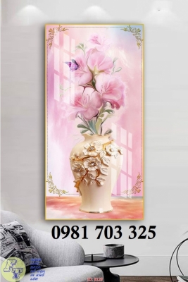Tranh gạch bình hoa khổ đứng