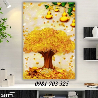 Tranh kim tiền 3D, gạch tranh ốp tường