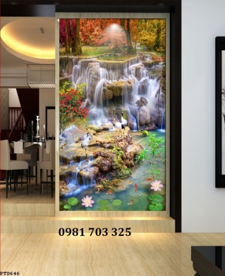 gạch tranh thác nước dán tường khổ đứng