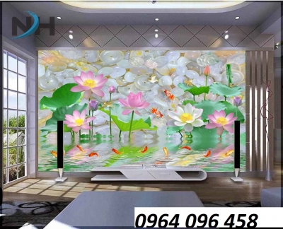 Tranh gạch men 3d ốp tường mẫu hoa sen - CBNN90