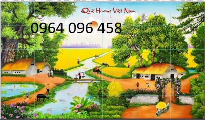 tranh cảnh đồng quê 3d - gạch tranh ốp tường 3d - XX3