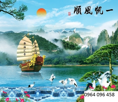 Tranh 3d - tranh gạch 3d sơn thủy hữu tình - NBV87
