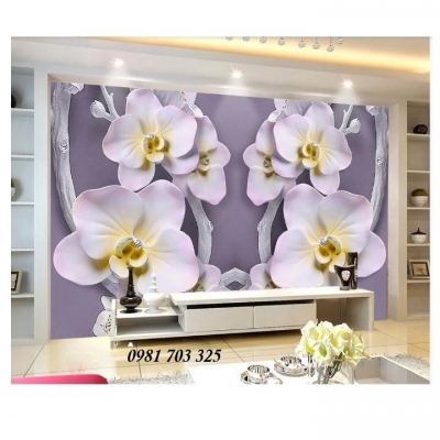 Tranh gạch 3D phòng khách- gạch tranh hoa lan trang trí phòng