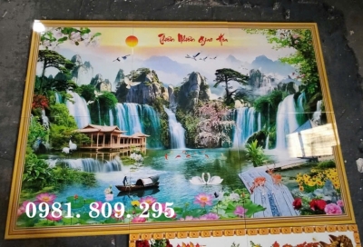 Gạch tranh , tranh ốp tường phong cảnh mặt trời