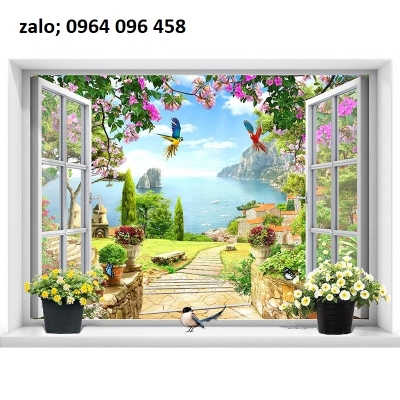 Tranh gạch ốp tường cửa sổ 3d - HCN43