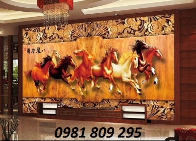 Gạch tranh phong thủy bát mã