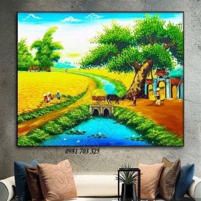 Gạch tranh đồng quê 3D trang trí