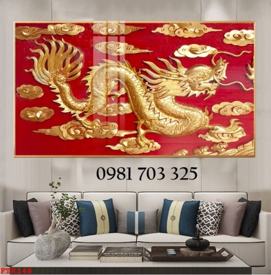 Tranh rồng phong thủy 3D, tranh gạch men ốp tường