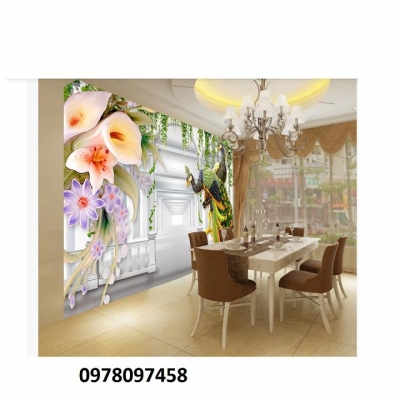 Tranh gạch - tranh chim công