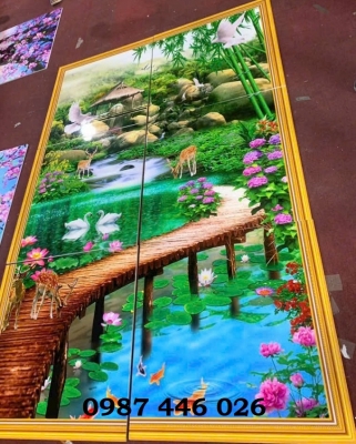 Gạch tranh thác nước phong cảnh HP9722