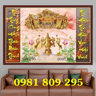 Gạch tranh phòng thờ 3d chữ phúc