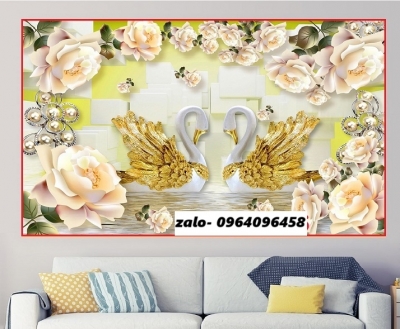 Tranh gạch 3d trang trí phòng khách sang trọng - BNM89