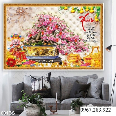 Gạch tranh- Tranh trang trí hoa đào