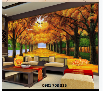 Tranh gạch men 3D phong cảnh mùa thu