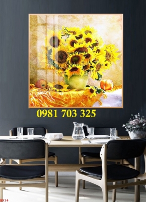 Gạch tranh trang trí bình hoa đẹp