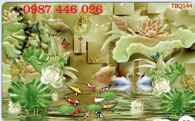 Gạch tranh  hoa sen ngọc bích HP7282