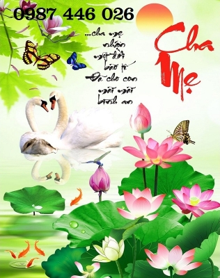 Tranh gạch men hoa sen 3d HP0284