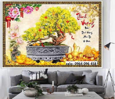 Tranh gạch 3d hoa mai ốp tường - 390CBB