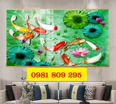 Tranh 3D trang trí phòng- gạch tranh cá chép hp319