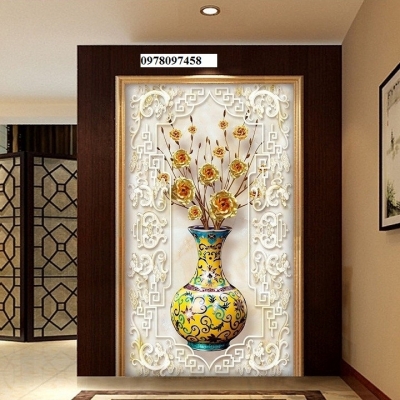 TRanh gạch 3D bình hoa